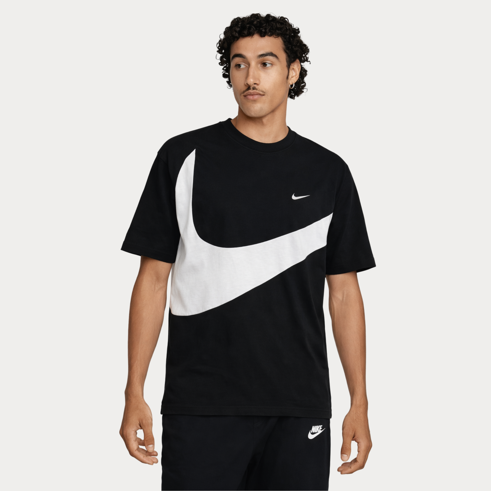 SWOOSH SIYAH TSHIRT BEYAZ LOGO