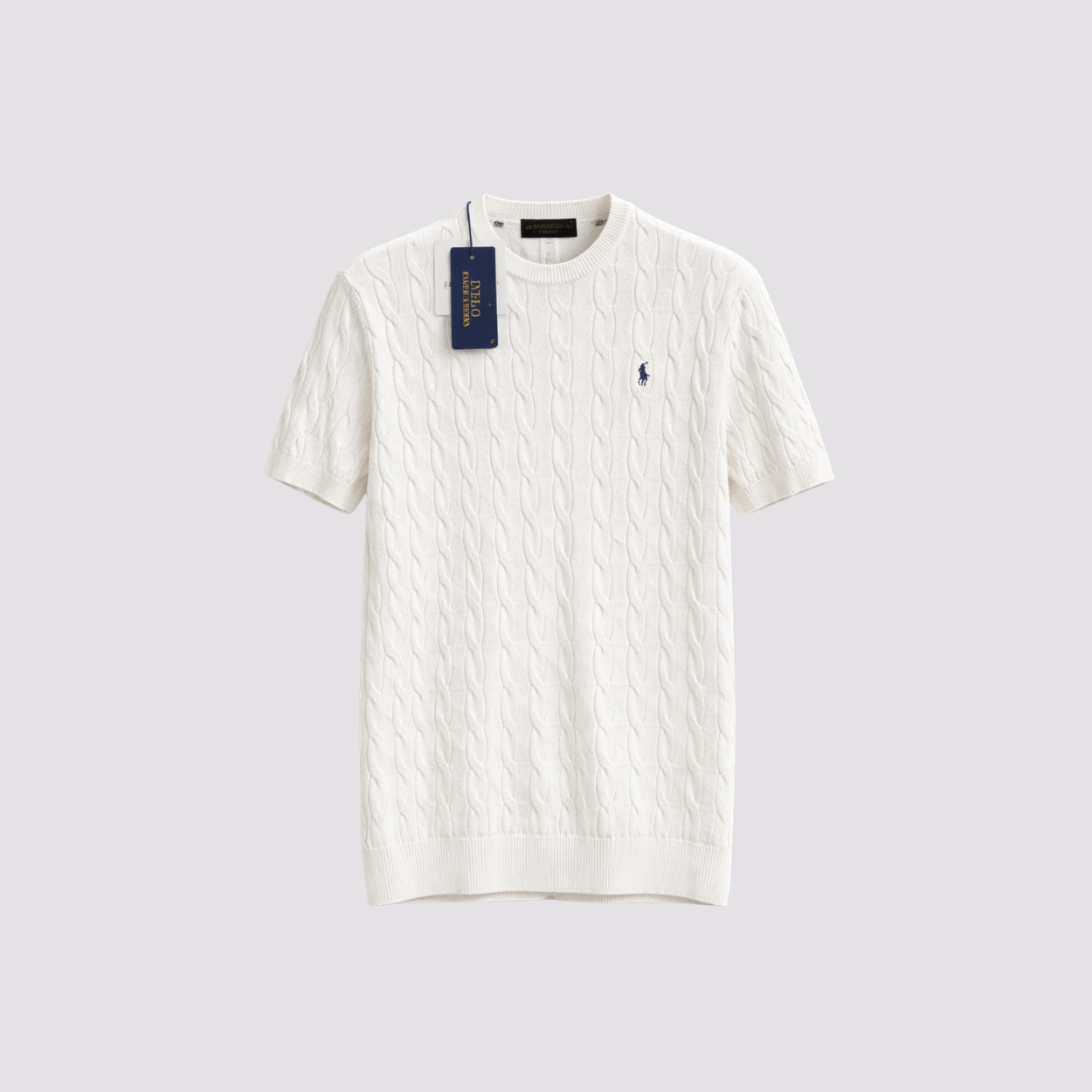 CABLE KNIT T-SHIRT - BEYAZ