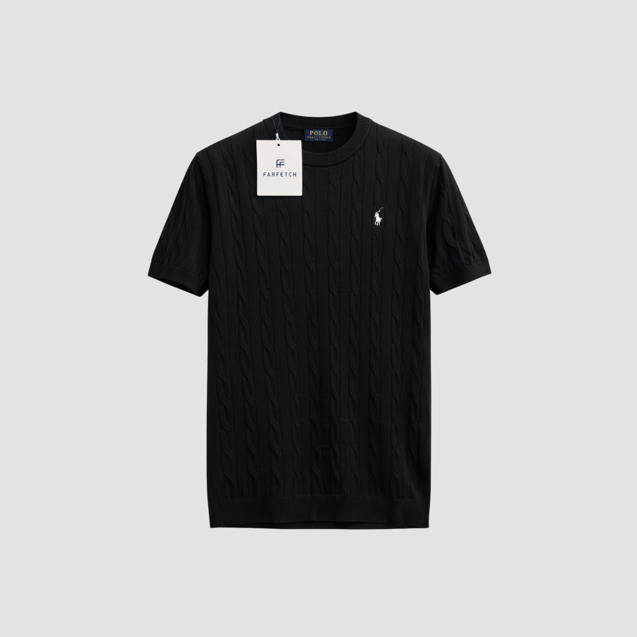 CABLE KNIT T-SHIRT - SIYAH