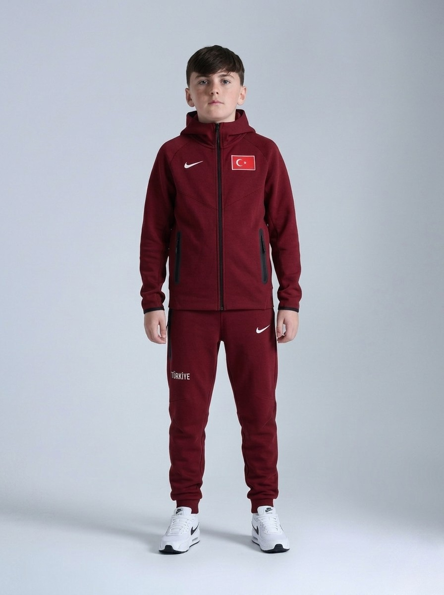 TURKIYE TECH FLEECE ERKEK ÇOCUK TAKIM - BORDO
