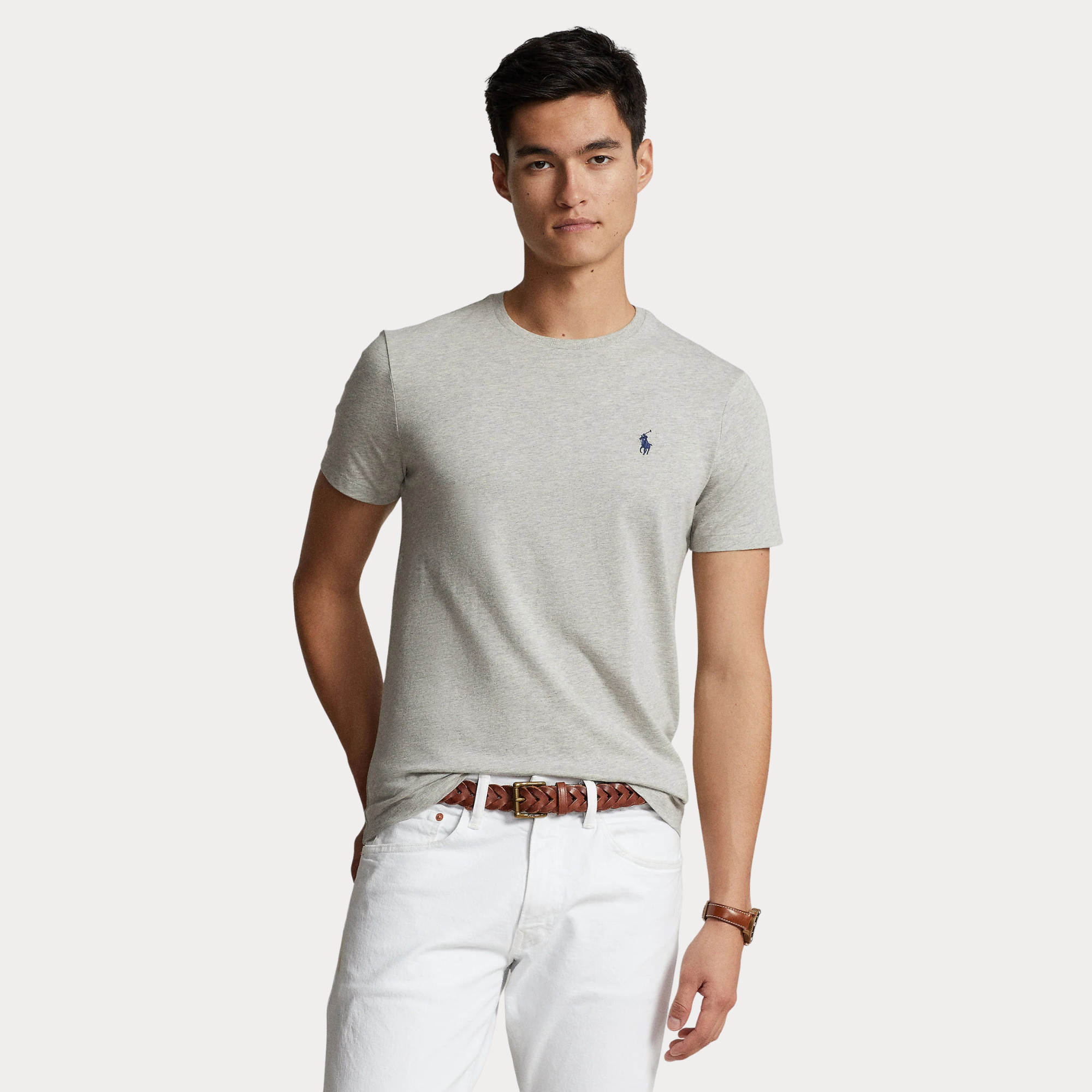 BASIC YAKA POLO LOGO GRI TSHIRT