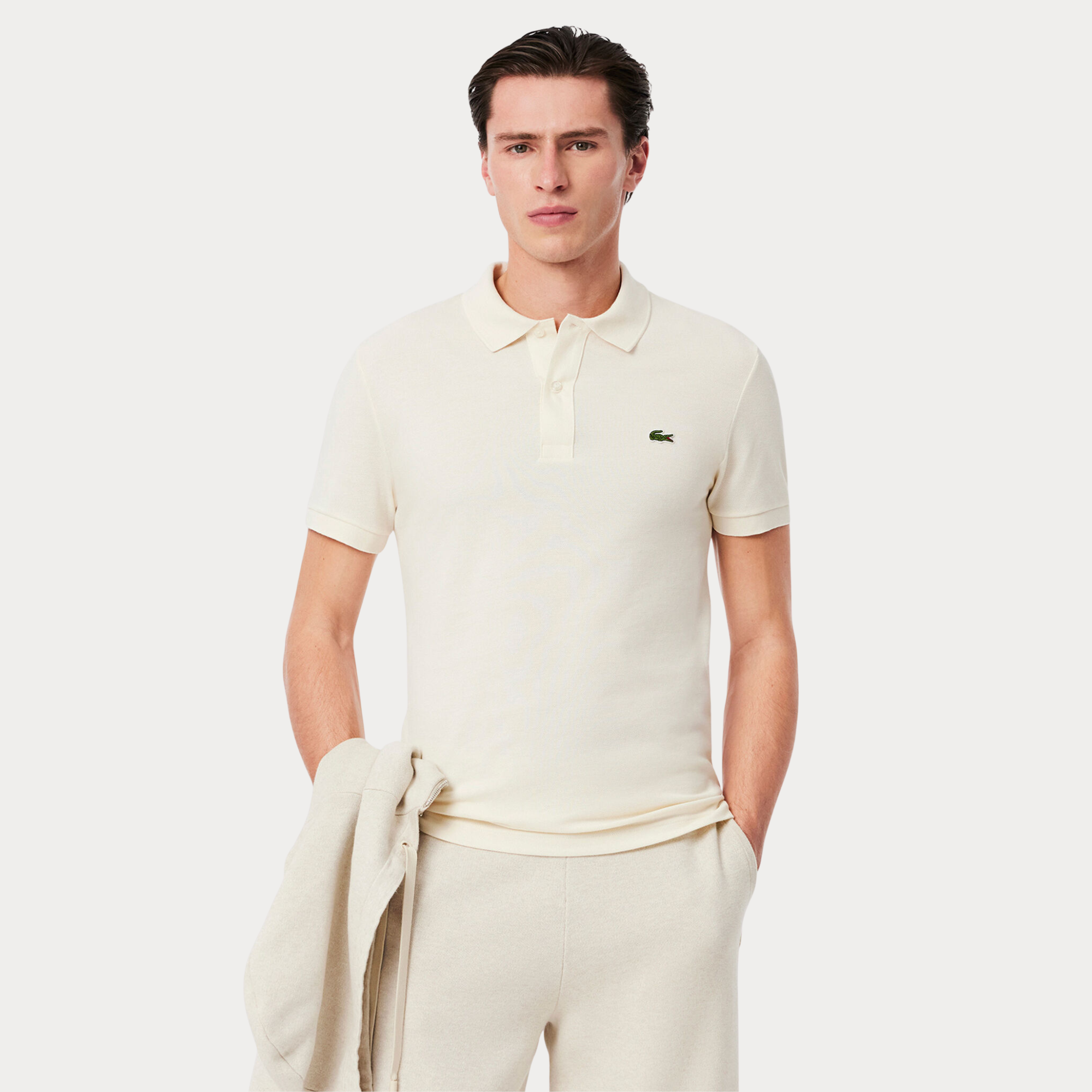 POLO YAKA YESIL TIMSAH LOGO BEJ TSHIRT