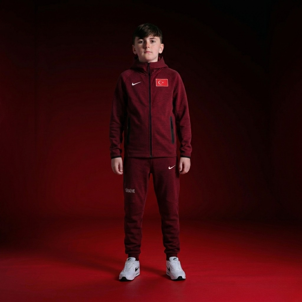 TURKIYE TECH FLEECE ERKEK ÇOCUK TAKIM - BORDO