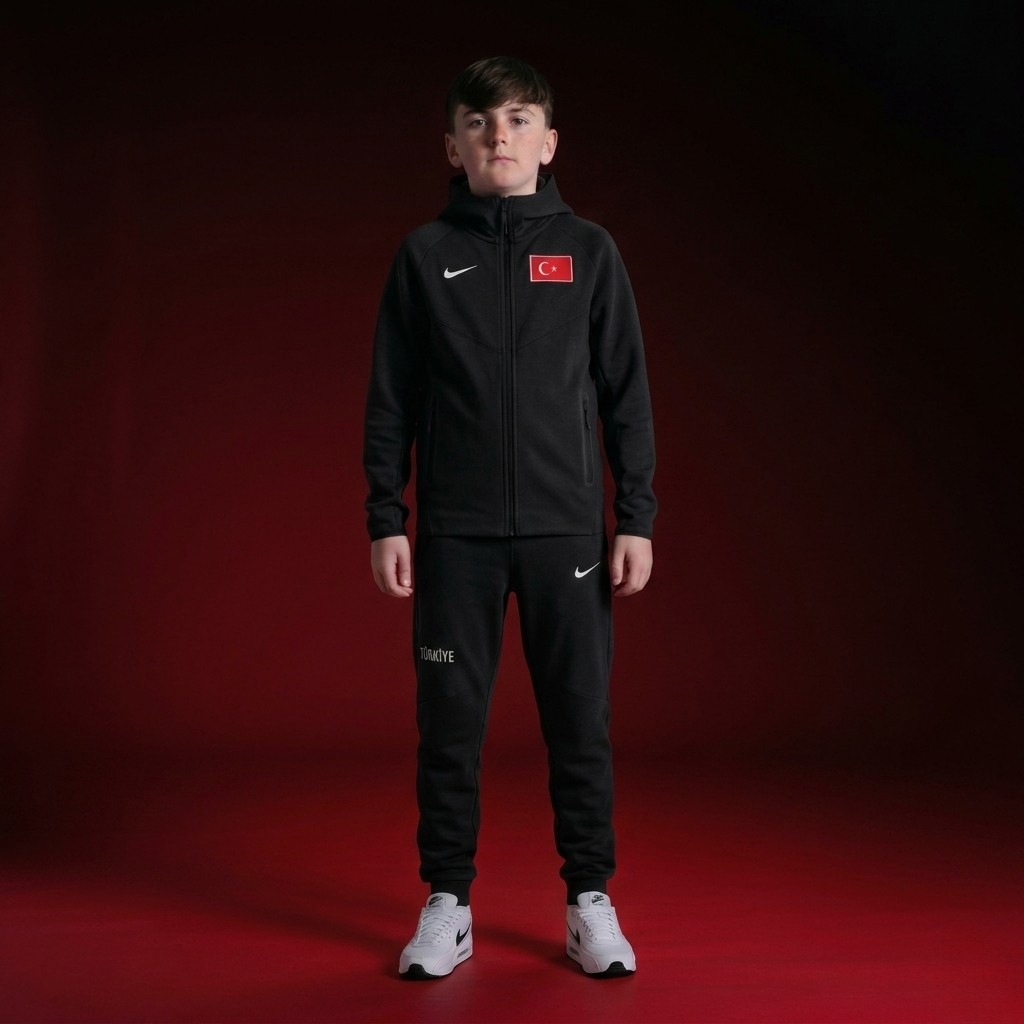 TURKIYE TECH FLEECE ERKEK ÇOCUK TAKIM - SİYAH
