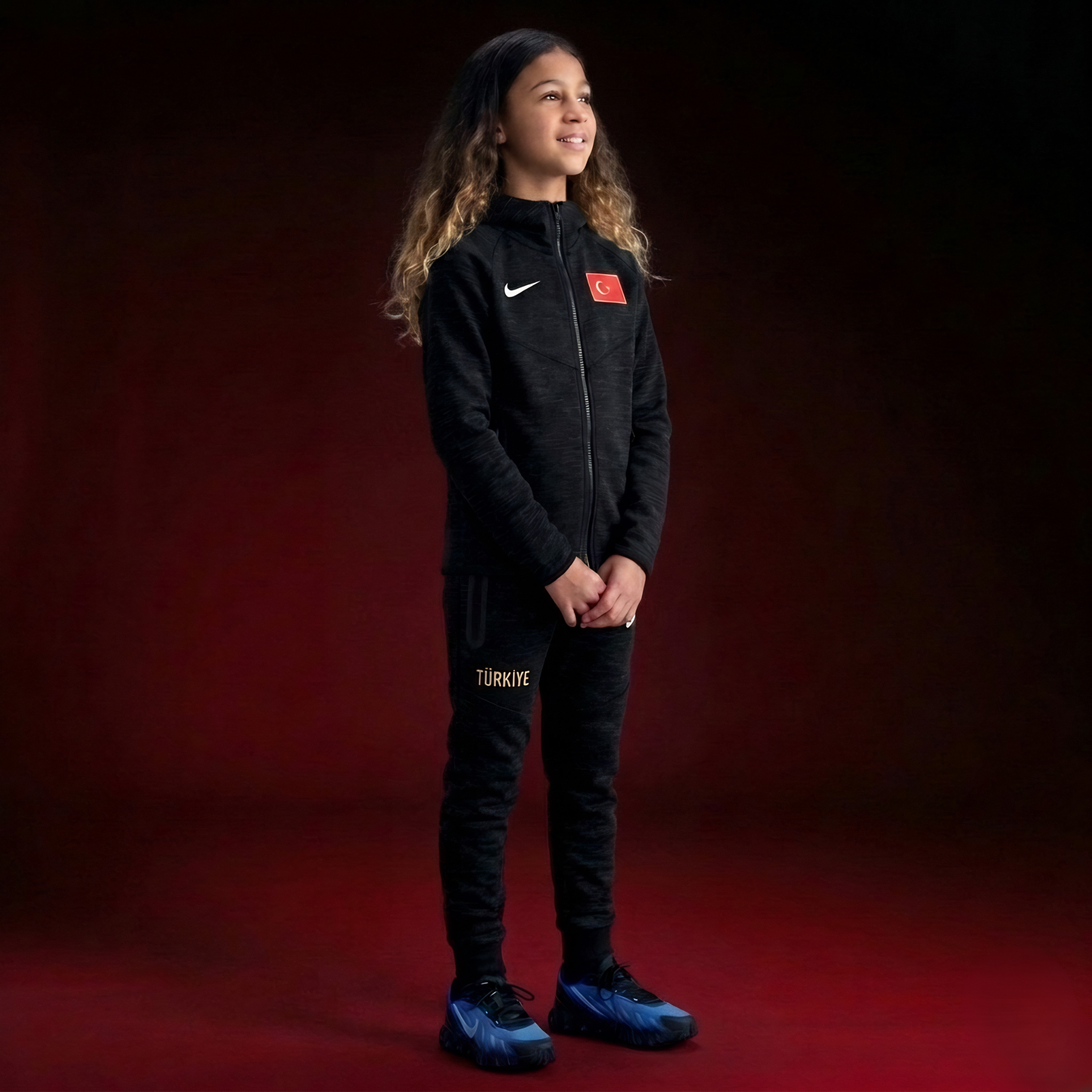 TURKIYE TECH FLEECE KIZ ÇOCUK TAKIM - SİYAH