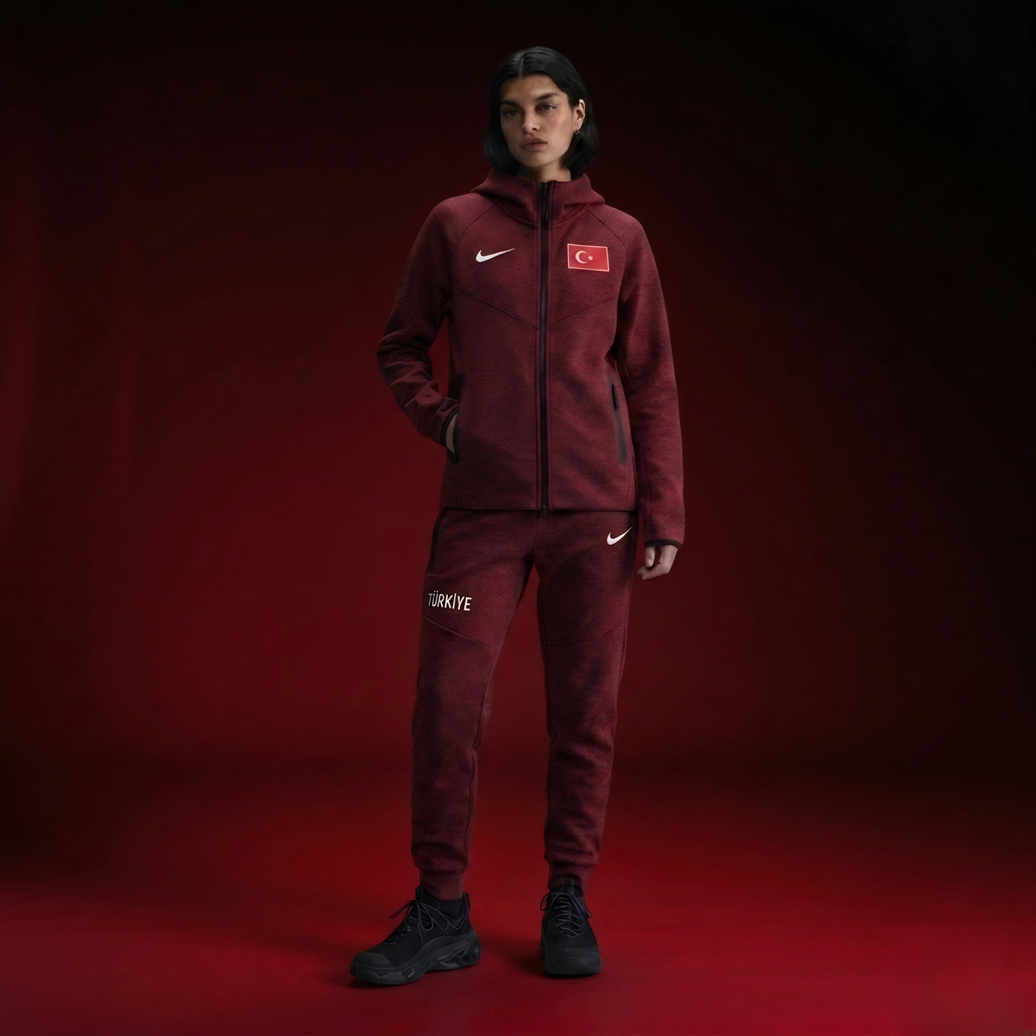 TURKİYE TECH FLEECE KADIN TAKIM - BORDO